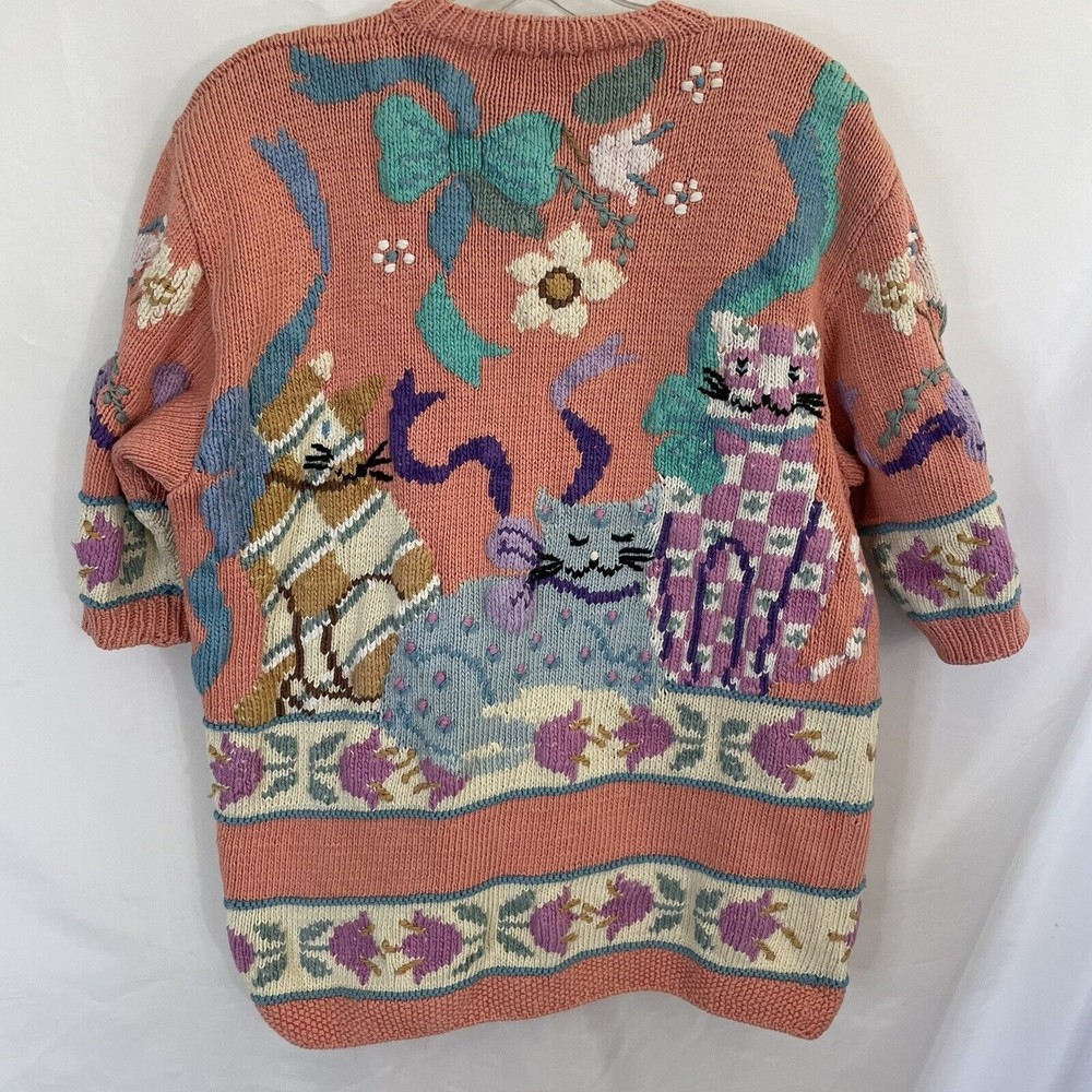BEREK VINTAGE CAT Cardigan Sweater WOMEN'S SIZE Large Ribbon - Picture 1 of 8